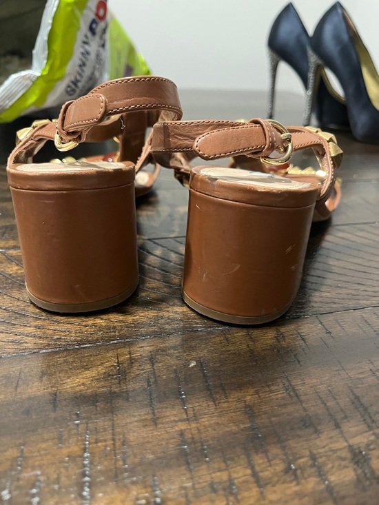 Prada Tan Leather Studded Slingback Sandals with Amber Beads - Picture 3 of 5